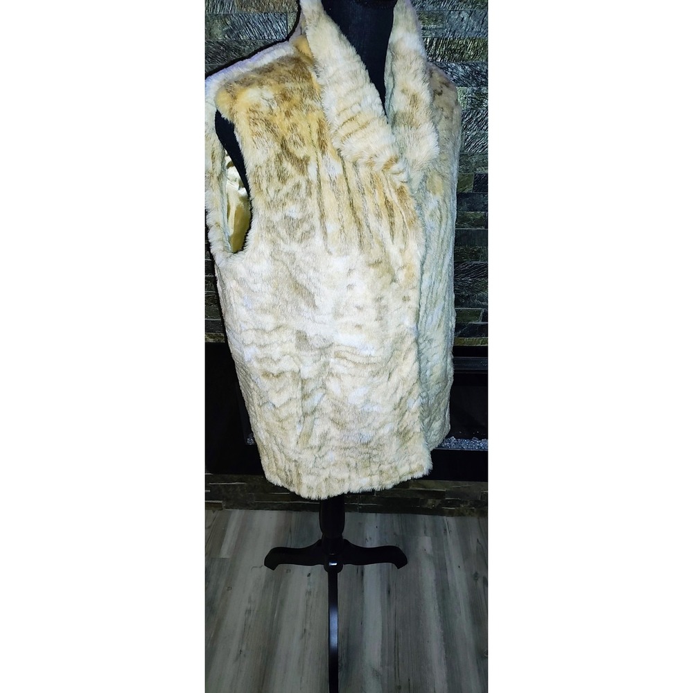 Betas Choice Tan Faux Fur Vest With Pockets Size S/P
